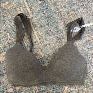 Lace Trimmed Gray Bralette